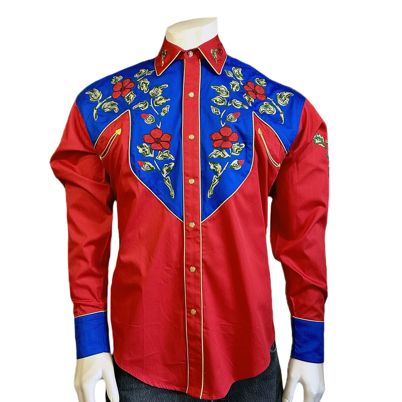 Rockmount Clothing Men's Vintage 2-Tone Floral Embroidered Western Shirt
