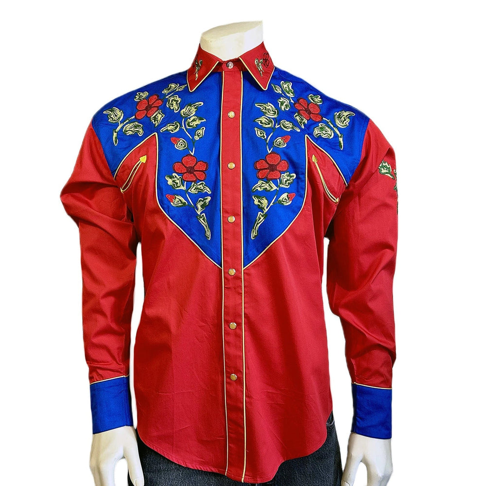 Rockmount Clothing Men's Vintage 2-Tone Floral Embroidered Western Shirt - Rockmount Clothing