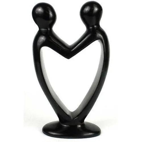 Handcrafted Soapstone Lover's Heart Sculpture in Black - Smolart - Smolart