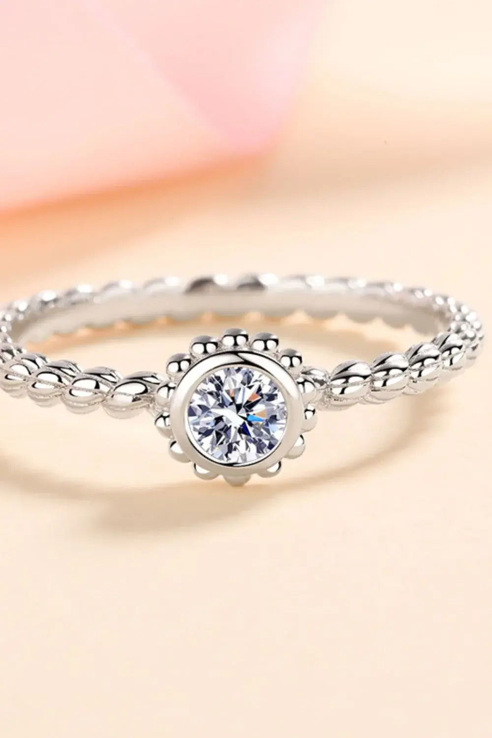 Moissanite Rhodium-Plated Ring - Trendsi - Flyclothing LLC