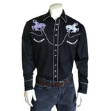 Men's Vintage Bronc Embroidered Western Shirt in Black & White - Rockmount Clothing - Flyclothing LLC