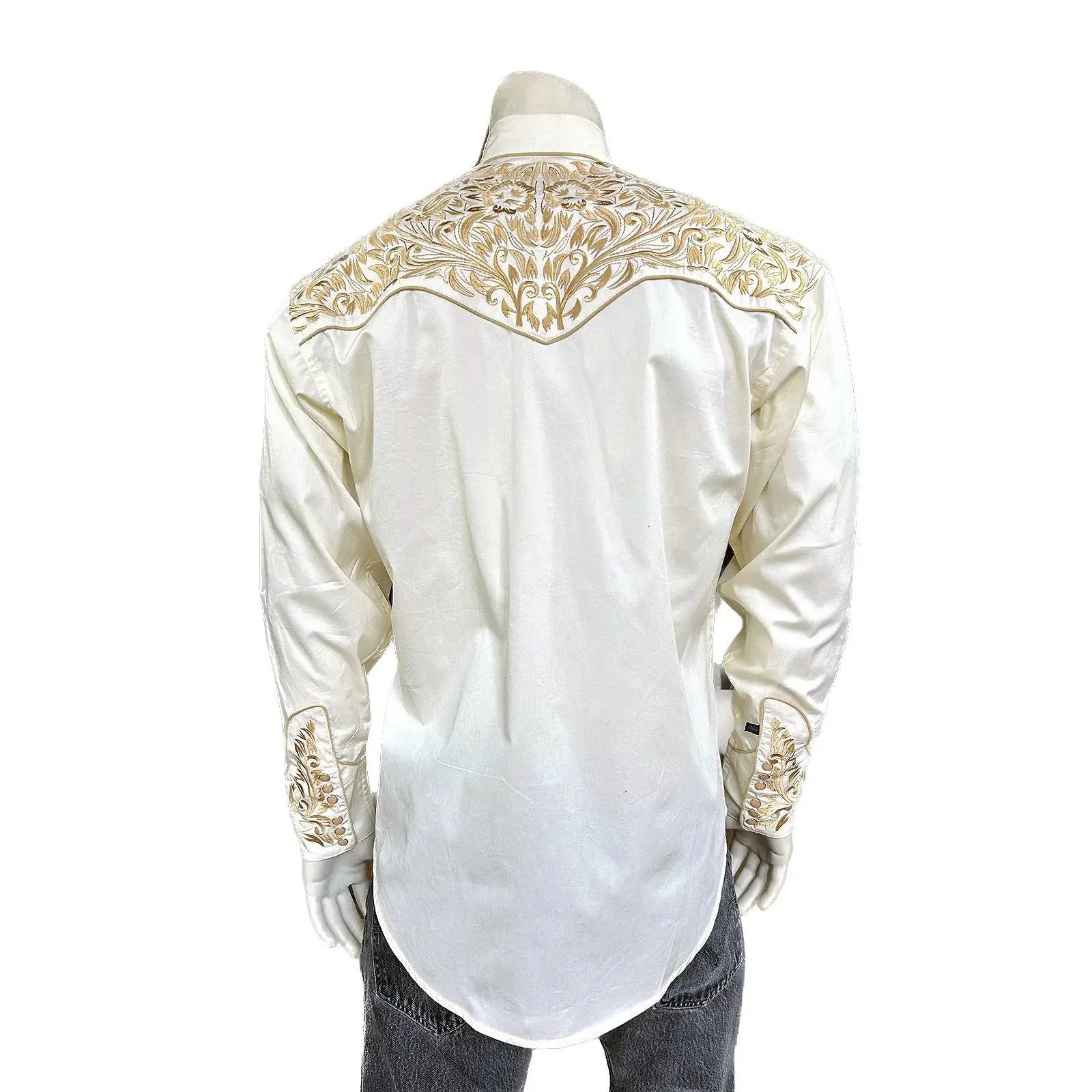 Rockmount Clothing Men's Vintage Ivory with Gold Tooling Embroidery Shirt - Rockmount Clothing - Flyclothing LLC