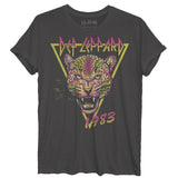 Def leppard neon leppard cat heavy metal juniors rolled sleeve body - Def Leppard