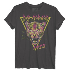 Def leppard neon leppard cat heavy metal juniors rolled sleeve body - Def Leppard