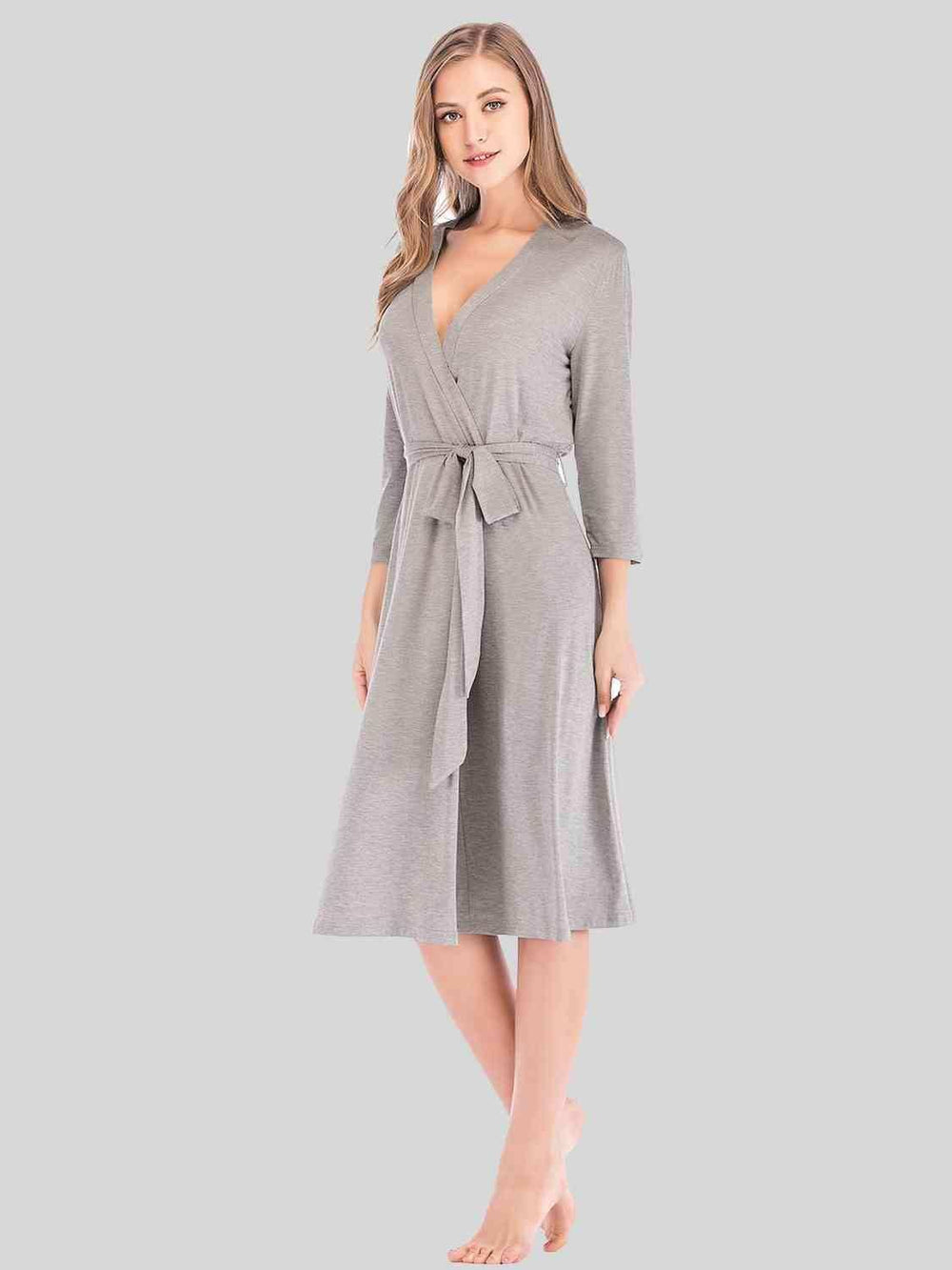 Plunge Tie Front Night Dress - Trendsi - Flyclothing LLC