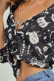 Cat Print Button-Up Shirt - Trendsi - Flyclothing LLC
