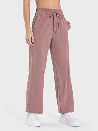 Drawstring Pocketed Active Pants - Trendsi - Flyclothing LLC