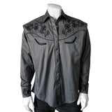 Men's Vintage Grey Floral Embroidered Western Shirt - Rockmount Clothing - Flyclothing LLC