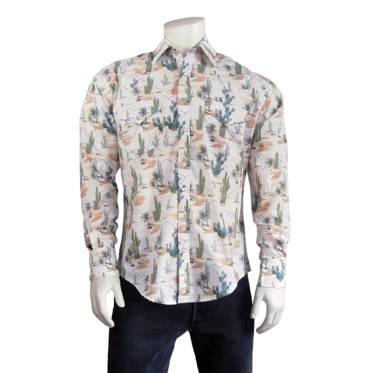 Rockmount Clothing Men's Vintage Desert Cactus Print Western Shirt