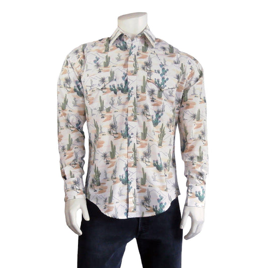 Rockmount Clothing Men's Vintage Desert Cactus Print Western Shirt - Rockmount Clothing