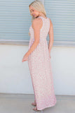 Leopard Round Neck Sleeveless Maxi Dress - Trendsi - Flyclothing LLC