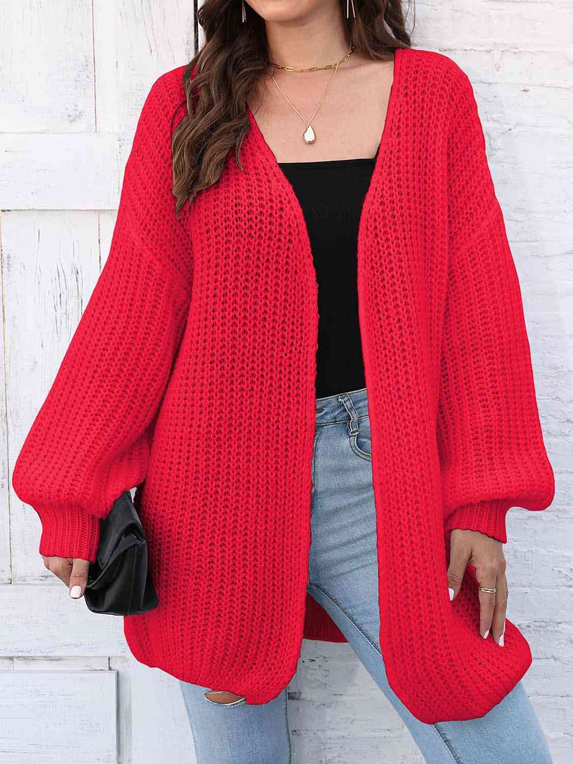 Open Front Dropped Shoulder Longline Cardigan - Trendsi - Flyclothing LLC