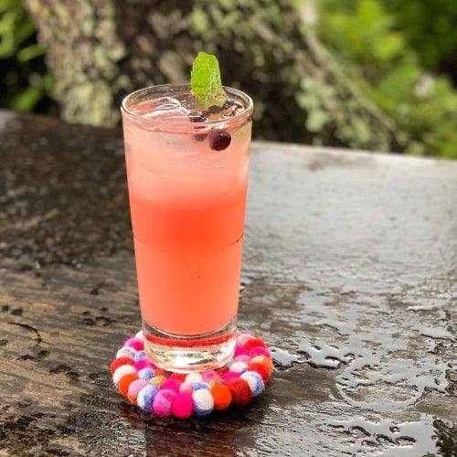 Hand Crafted Felt Ball Coasters from Nepal: 4-pack, Rainbow - Global Groove (T) - Global Groove