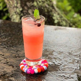 Hand Crafted Felt Ball Coasters from Nepal: 4-pack, Rainbow - Global Groove (T) - Global Groove