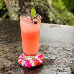 Hand Crafted Felt Ball Coasters from Nepal: 4-pack, Rainbow - Global Groove (T) - Global Groove