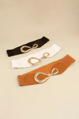 Ribbed Alloy Buckle Elastic Belt - Trendsi - Flyclothing LLC
