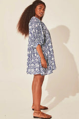 Floral Tie Neck Lantern Sleeve Dress - Trendsi - Flyclothing LLC