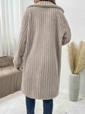 Collared Neck Drop Shoulder Coat - Trendsi - Flyclothing LLC