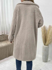 Collared Neck Drop Shoulder Coat - Trendsi