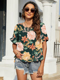 Floral Ruffled Flounce Sleeve Blouse - Trendsi