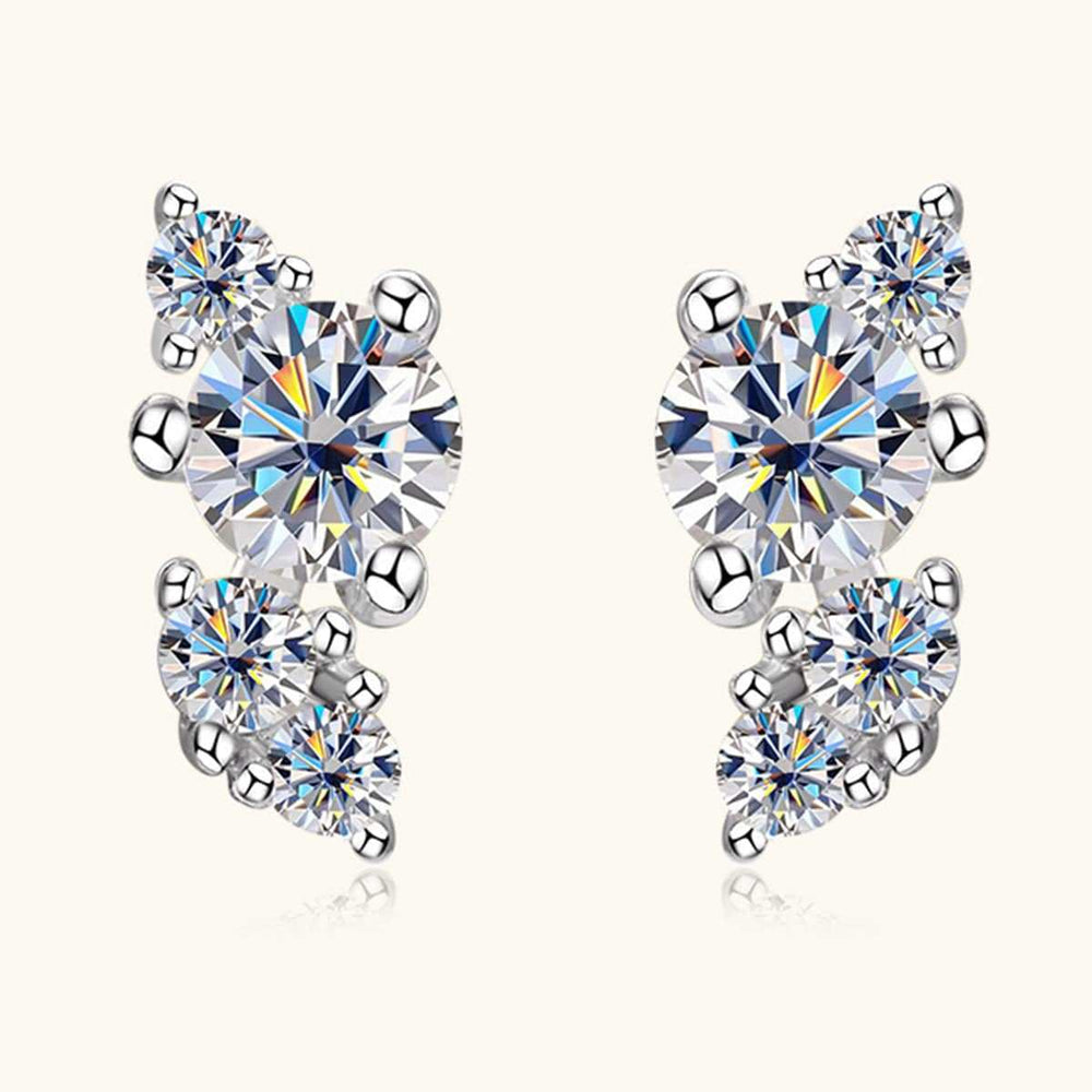925 Sterling Silver Moissanite Stud Earrings - Trendsi - Flyclothing LLC