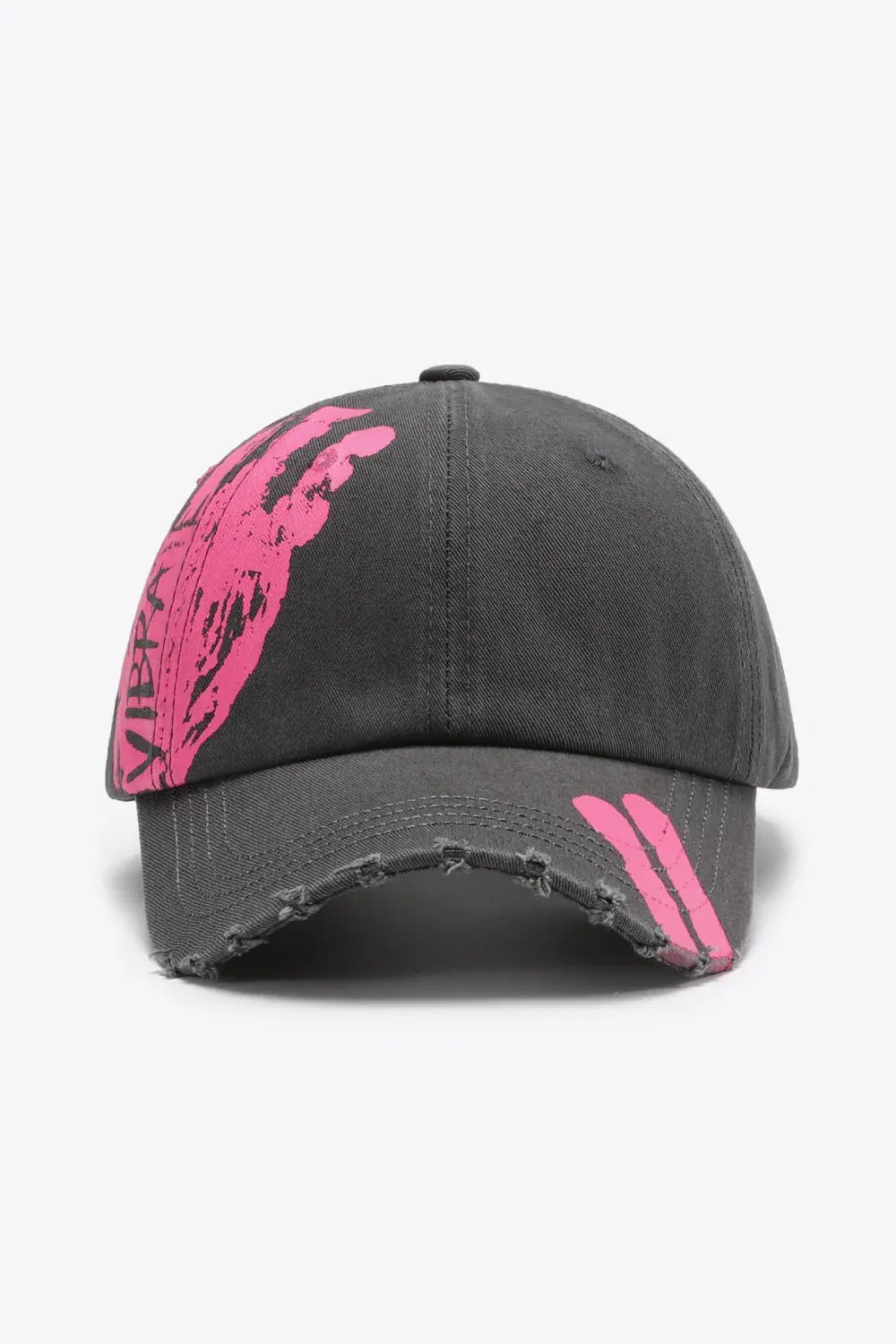 VIBRA Graphic Distressed Adjustable Baseball Cap - Trendsi - Flyclothing LLC