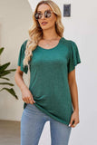 Smocked Round Neck Flutter Sleeve T-Shirt - Trendsi - Flyclothing LLC
