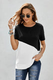 Two-Tone Round Neck Tee - Trendsi