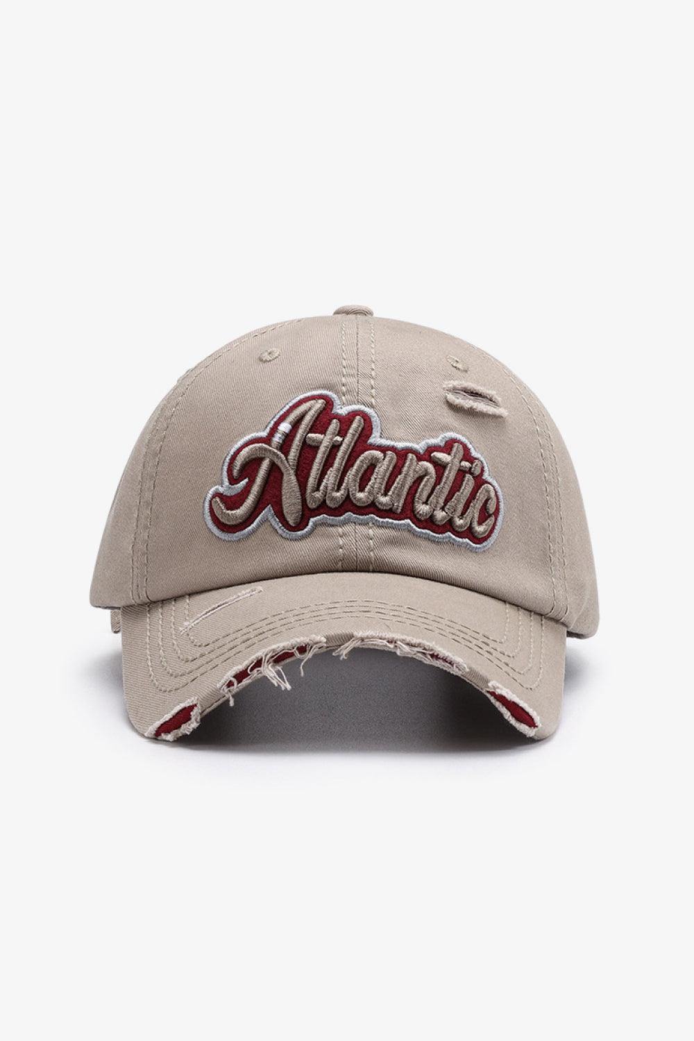 ATLANTIC Graphic Distressed Baseball Cap - Trendsi