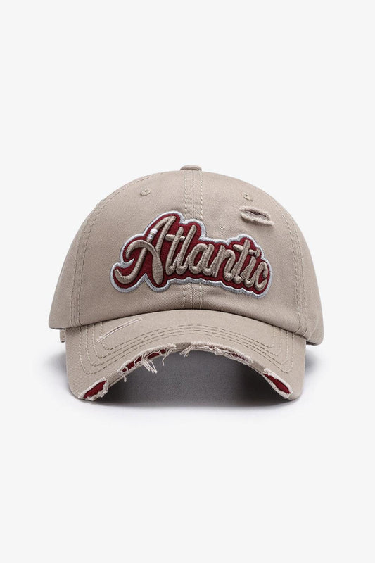 ATLANTIC Graphic Distressed Baseball Cap - Trendsi