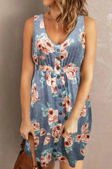 Double Take Printed Scoop Neck Sleeveless Buttoned Magic Dress with Pockets - Trendsi - Flyclothing LLC