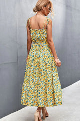 Floral Tie-Shoulder Belted Dress - Trendsi - Flyclothing LLC
