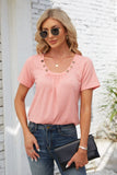 Decorative Button Scoop Neck T-Shirt - Trendsi