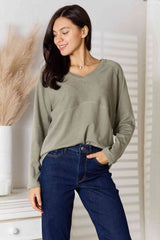 Culture Code Full Size V-Neck Long Sleeve T-Shirt - Trendsi - Flyclothing LLC