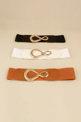 Ribbed Alloy Buckle Elastic Belt - Trendsi - Flyclothing LLC