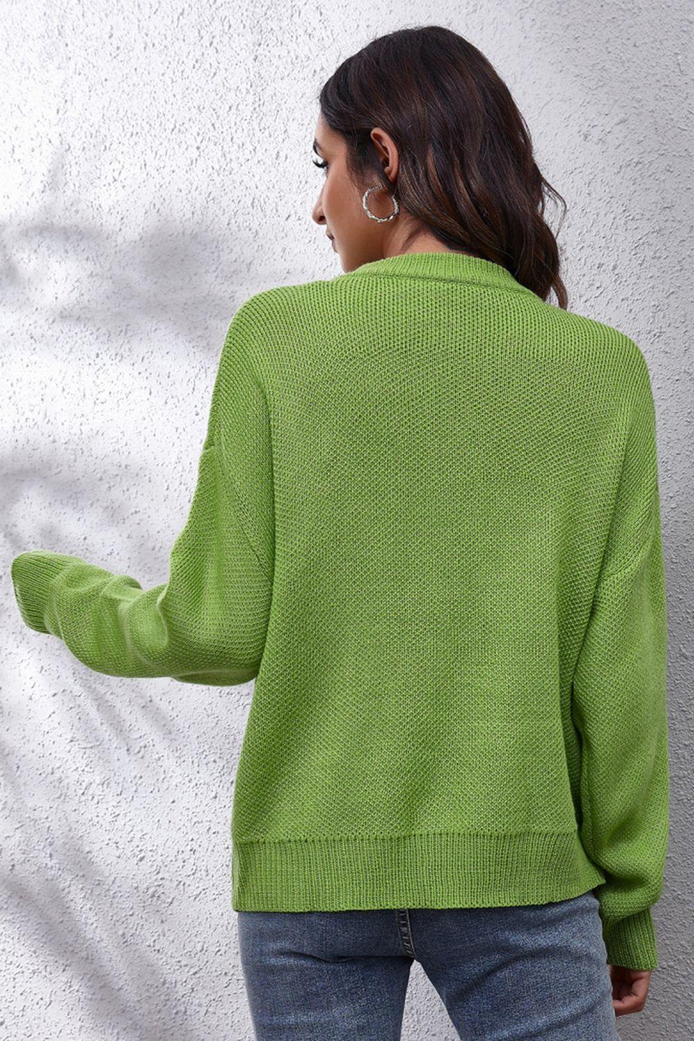Flower Graphic Drop Shoulder Sweater - Trendsi