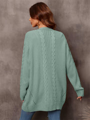 Warm Fall Mixed Knit Open Front Longline Cardigan - Flyclothing LLC
