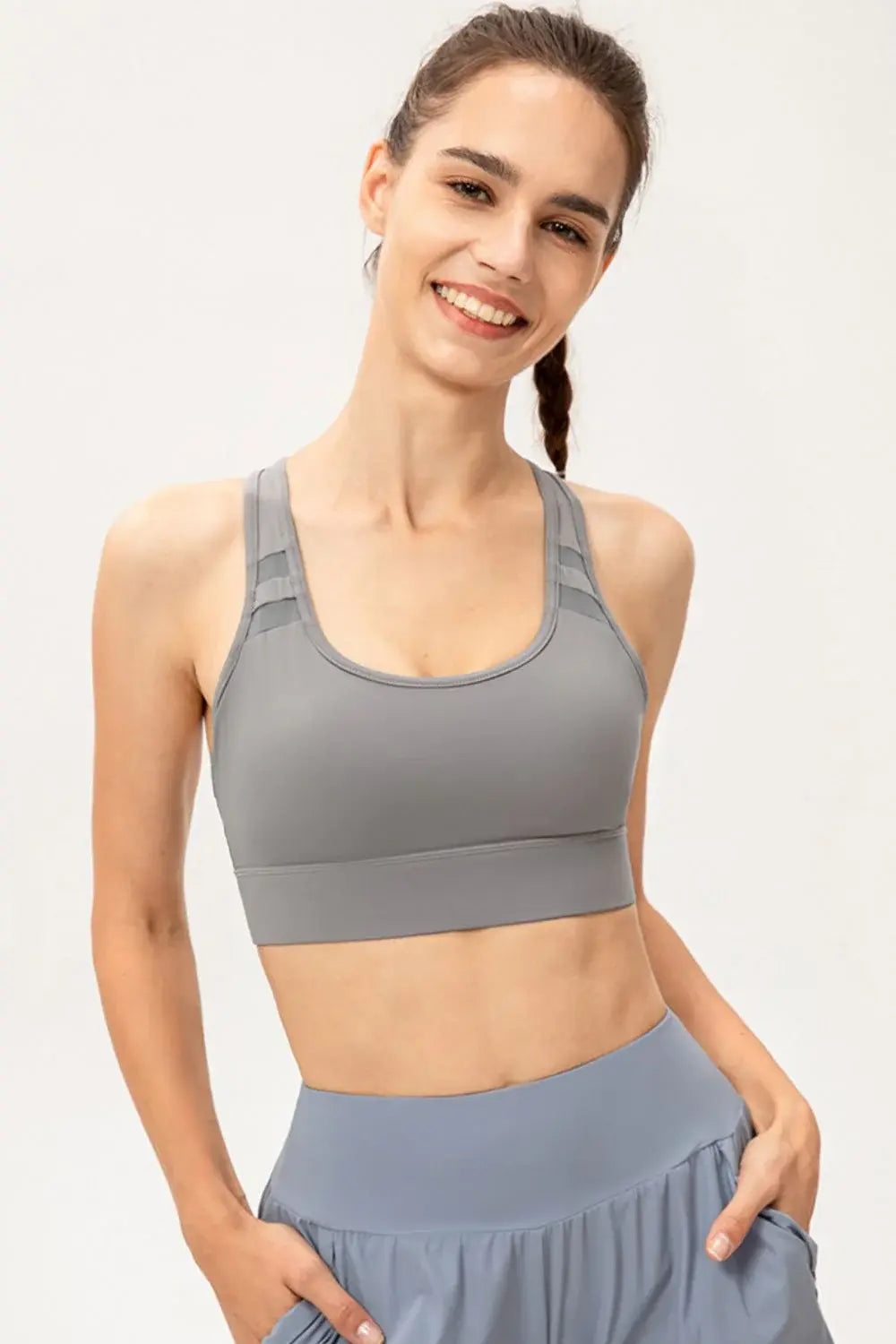 Scoop Neck Long Sports Bra - Trendsi - Flyclothing LLC
