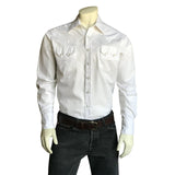 Men's White Pima Cotton Herringbone Western Shirt - Rockmount Clothing