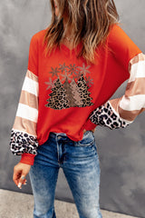 Christmas Tree Graphic Waffle-Knit Top