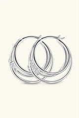 Moissanite 925 Sterling Silver Layered Earrings - Trendsi - Flyclothing LLC