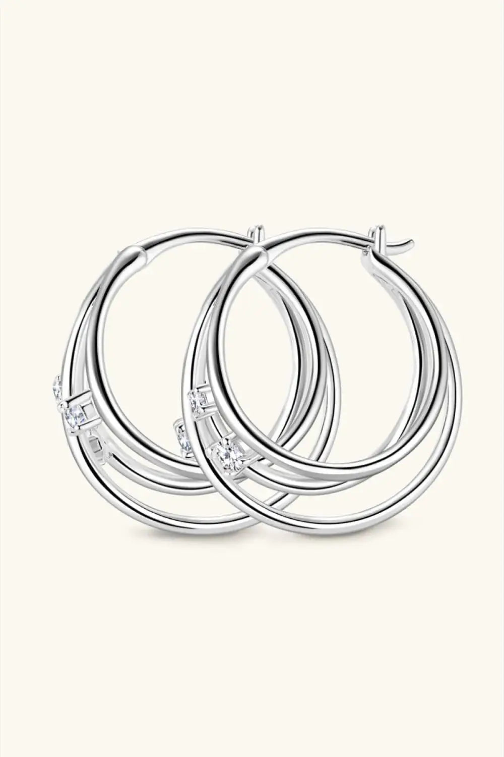 Moissanite 925 Sterling Silver Layered Earrings - Trendsi - Flyclothing LLC