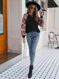 Floral Raglan Sleeve Round Neck Sweatshirt - Trendsi
