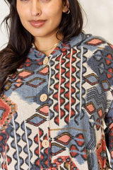 Heimish Full Size Printed Button Up Hooded Jacket - Trendsi - Flyclothing LLC