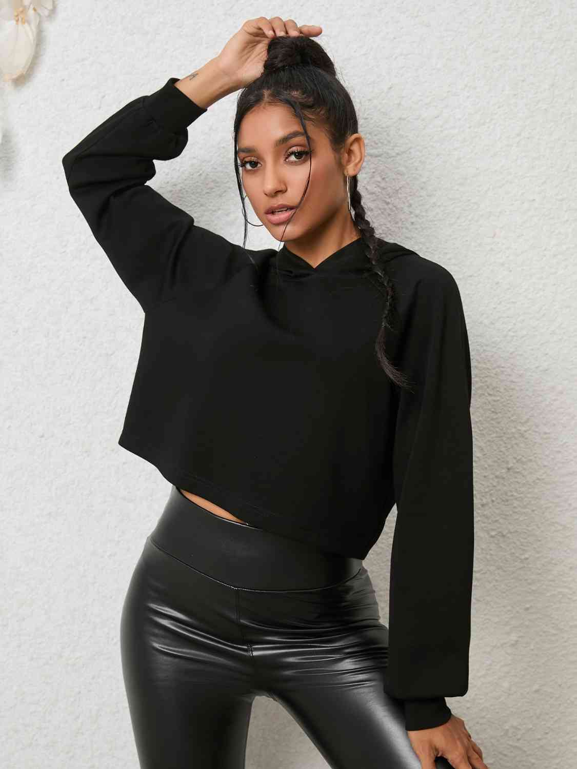 Lace-Up Long Sleeve Hoodie - Trendsi - Flyclothing LLC