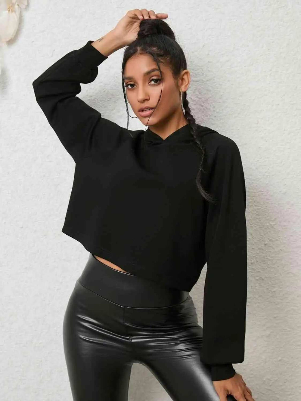 Lace-Up Long Sleeve Hoodie - Trendsi - Flyclothing LLC