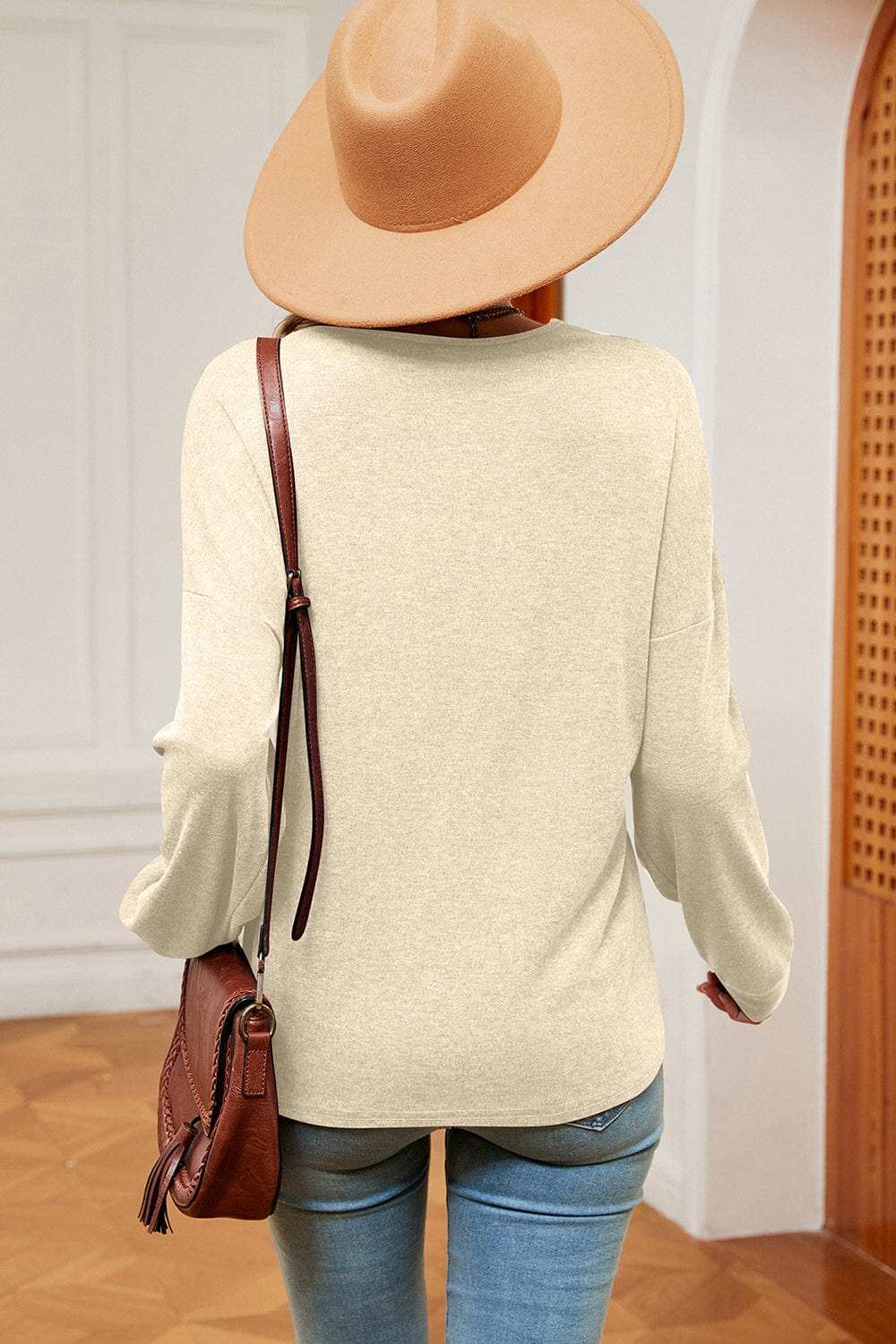 V-Neck Dropped Shoulder T-Shirt - Trendsi - Flyclothing LLC