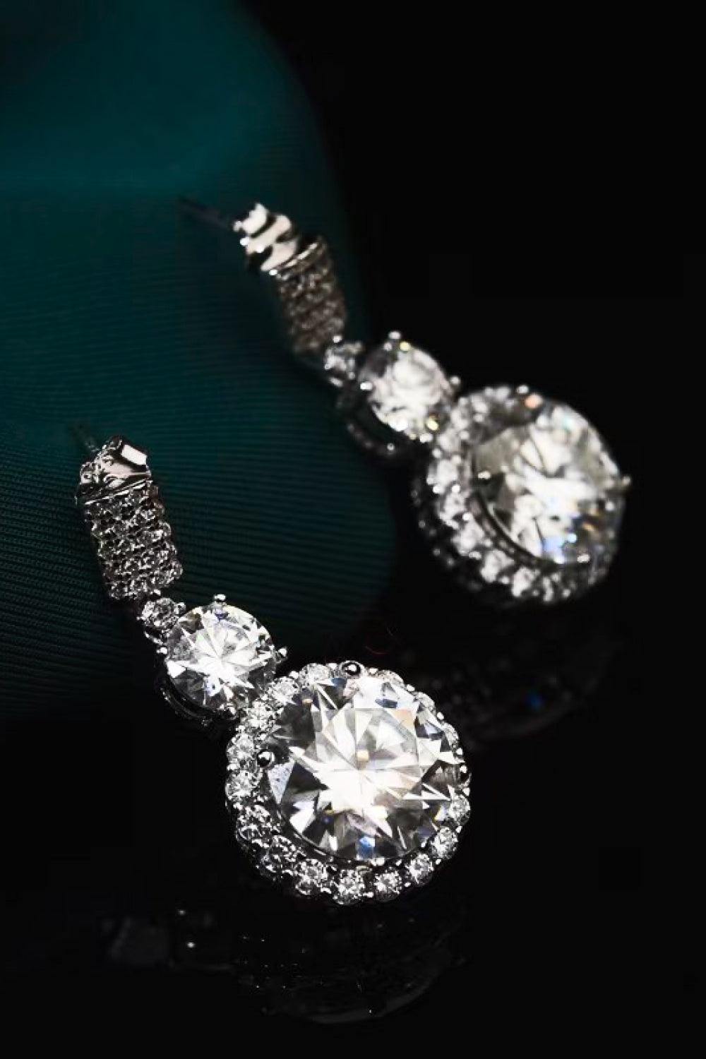 12 Carat Moissanite Platinum-Plated Drop Earrings - Flyclothing LLC