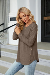 Round Neck Long Sleeve T-Shirt - Trendsi