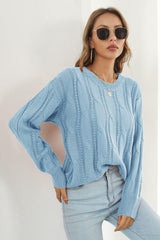 Round Neck Long Sleeve Sweater - Trendsi